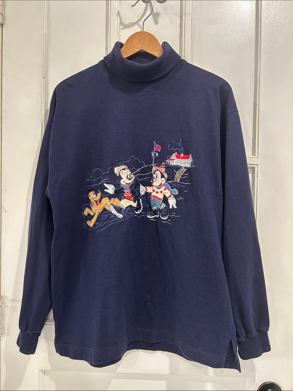 Vintage Donaldson Disney Mickey Minnie Pluto Embroidered Turtleneck - L